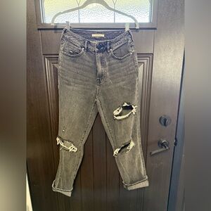 PacSun Charcoal Distressed Mom Jeans